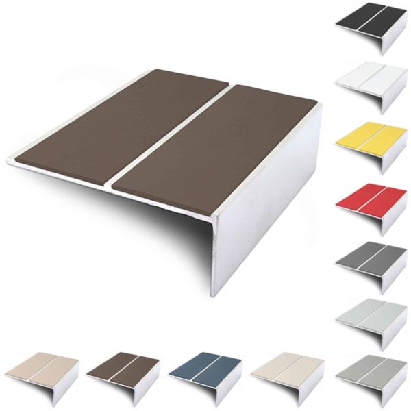 Aluminium Commercial 85mm x 32mm Stair Nosing Edge Trim With PVC Insert
