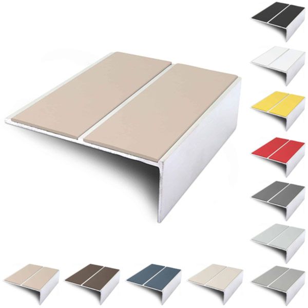 Aluminium Commercial 85mm x 32mm Stair Nosing Edge Trim With PVC Insert
