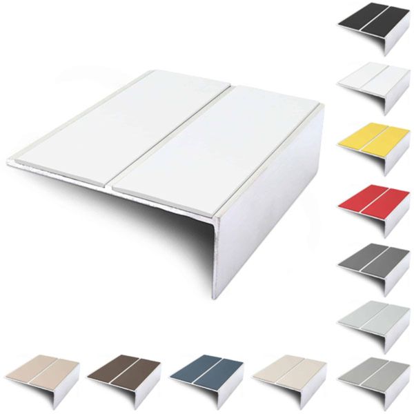 Aluminium Commercial 85mm x 32mm Stair Nosing Edge Trim With PVC Insert
