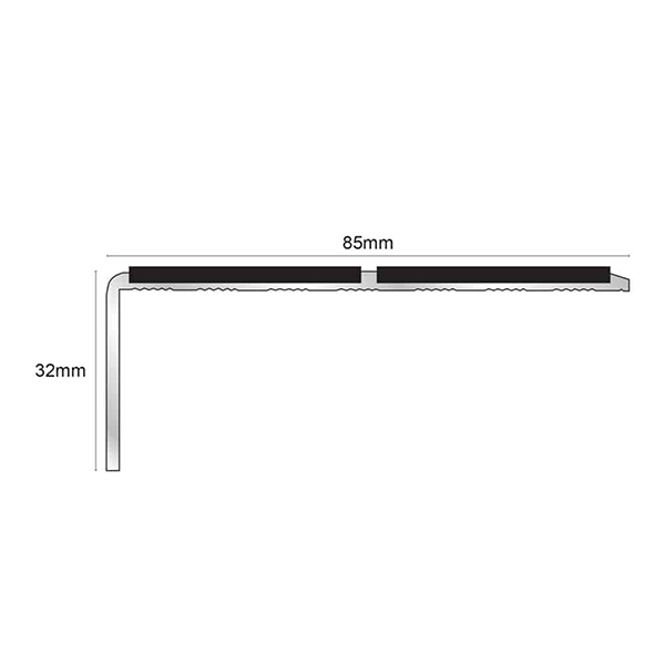 Aluminium Commercial 85mm x 32mm Stair Nosing Edge Trim With PVC Insert