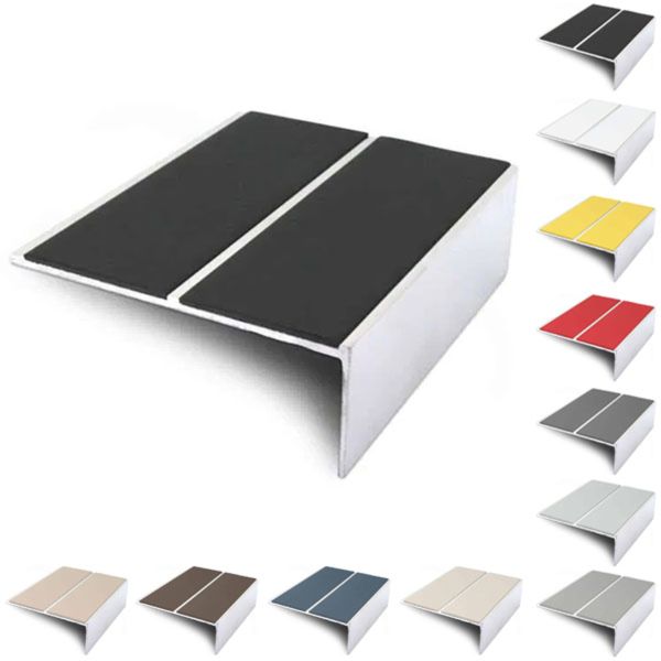 Aluminium Commercial 85mm x 32mm Stair Nosing Edge Trim With PVC Insert