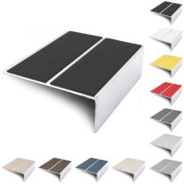 Aluminium Commercial 85mm x 32mm Stair Nosing Edge Trim With PVC Insert