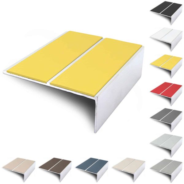 Aluminium Commercial 85mm x 32mm Stair Nosing Edge Trim With PVC Insert