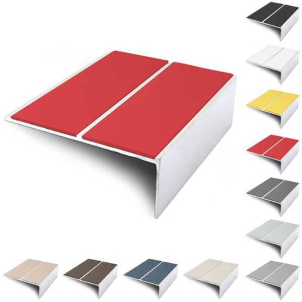 Aluminium Commercial 85mm x 32mm Stair Nosing Edge Trim With PVC Insert
