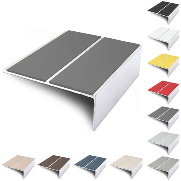 Aluminium Commercial 85mm x 32mm Stair Nosing Edge Trim With PVC Insert