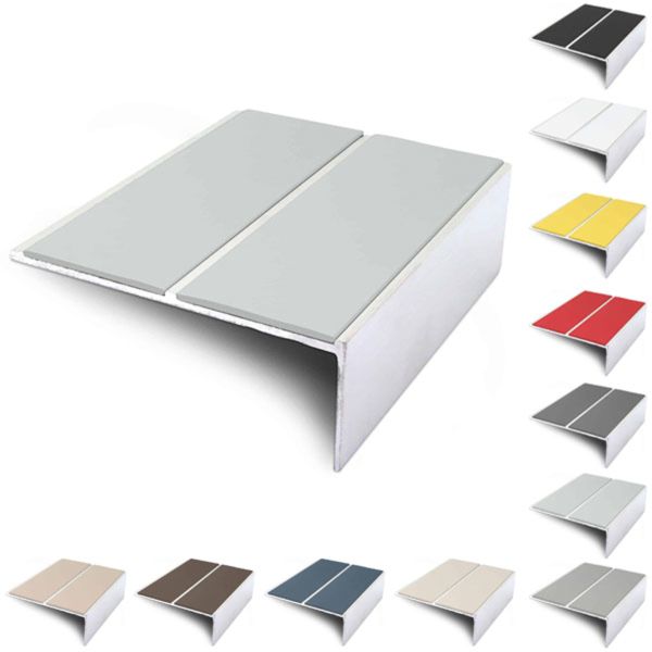 Aluminium Commercial 85mm x 32mm Stair Nosing Edge Trim With PVC Insert