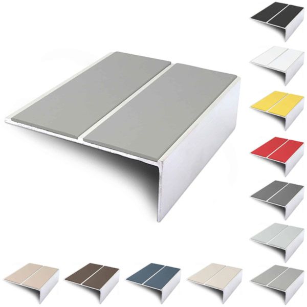 Aluminium Commercial 85mm x 32mm Stair Nosing Edge Trim With PVC Insert