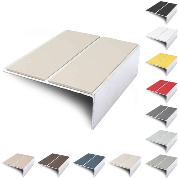 Aluminium Commercial 85mm x 32mm Stair Nosing Edge Trim With PVC Insert