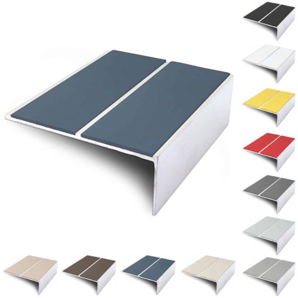 Aluminium Commercial 85mm x 32mm Stair Nosing Edge Trim With PVC Insert