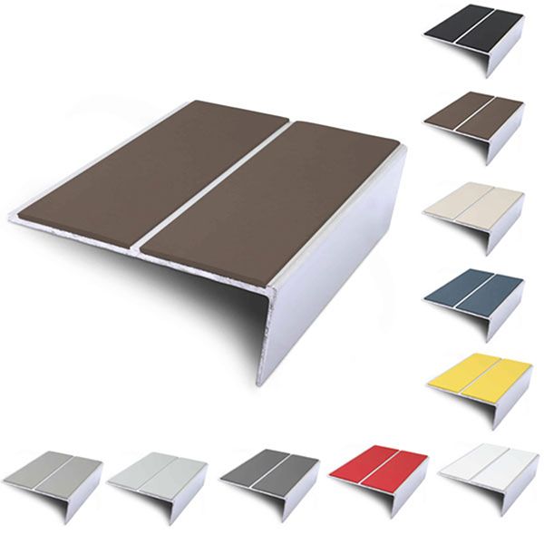 85mm x 32mm Slimline Stair Nosing Rakeback Edge Trim With PVC Insert