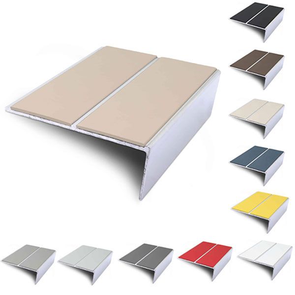 85mm x 32mm Slimline Stair Nosing Rakeback Edge Trim With PVC Insert