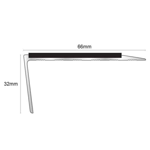 85mm x 32mm Slimline Stair Nosing Rakeback Edge Trim With PVC Insert