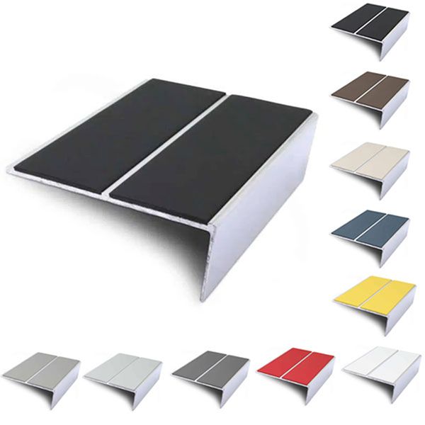 85mm x 32mm Slimline Stair Nosing Rakeback Edge Trim With PVC Insert