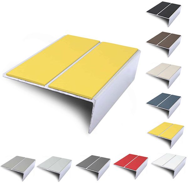85mm x 32mm Slimline Stair Nosing Rakeback Edge Trim With PVC Insert