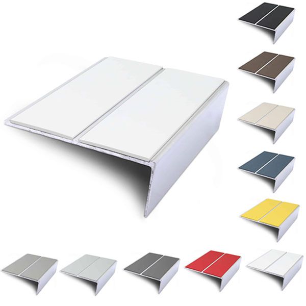 85mm x 32mm Slimline Stair Nosing Rakeback Edge Trim With PVC Insert