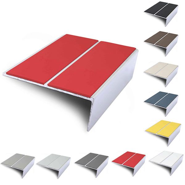 85mm x 32mm Slimline Stair Nosing Rakeback Edge Trim With PVC Insert