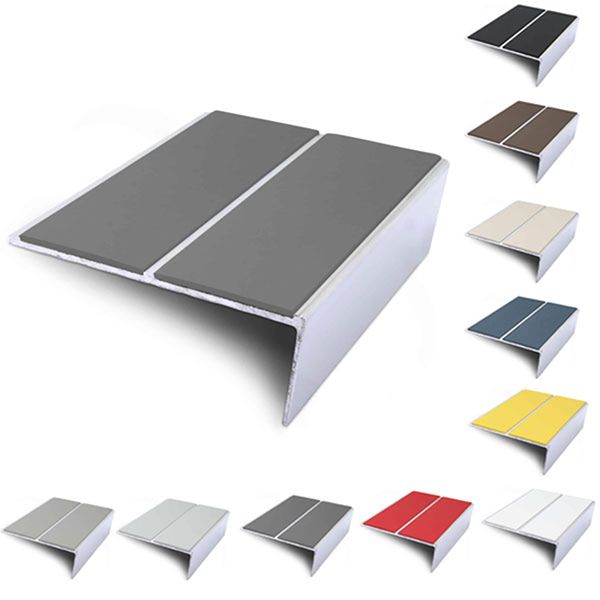 85mm x 32mm Slimline Stair Nosing Rakeback Edge Trim With PVC Insert