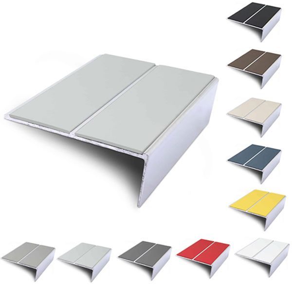 85mm x 32mm Slimline Stair Nosing Rakeback Edge Trim With PVC Insert