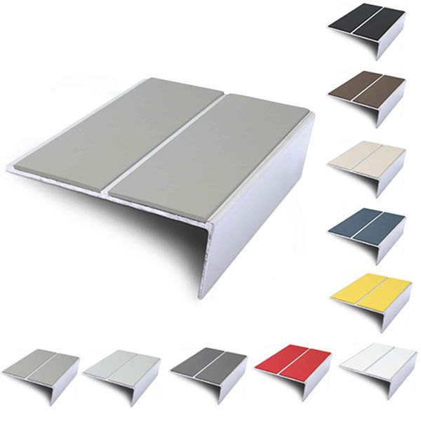85mm x 32mm Slimline Stair Nosing Rakeback Edge Trim With PVC Insert