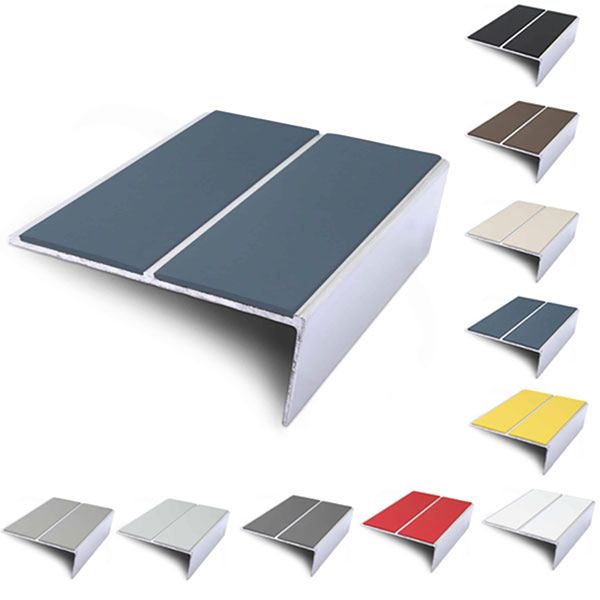 85mm x 32mm Slimline Stair Nosing Rakeback Edge Trim With PVC Insert