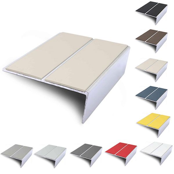 85mm x 32mm Slimline Stair Nosing Rakeback Edge Trim With PVC Insert