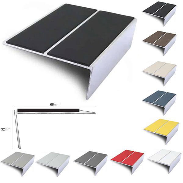 85mm x 32mm Slimline Stair Nosing Rakeback Edge Trim With PVC Insert