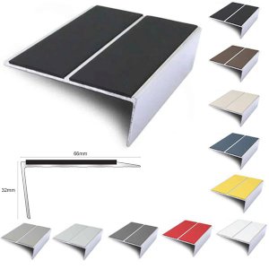 85mm x 32mm Slimline Stair Nosing Rakeback Edge Trim With PVC Insert