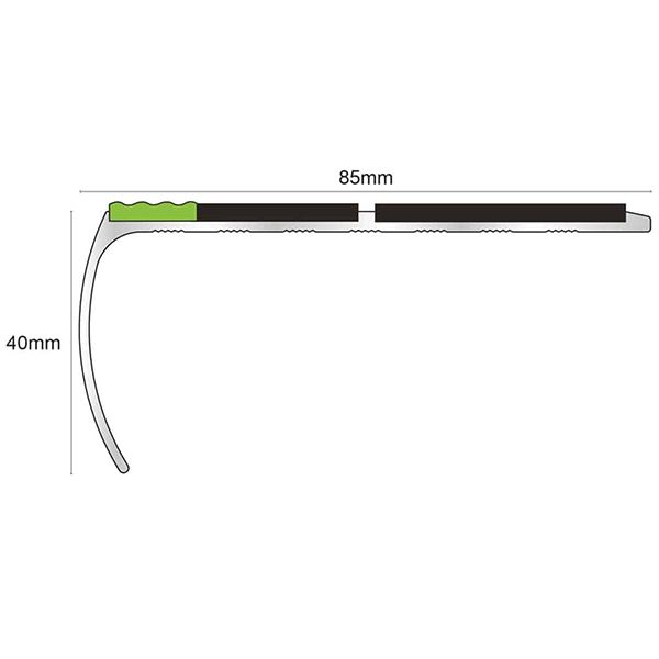 Tredsafe 87mm x 40mm Aluminator Stair Nosing Edge Trim With PVC Insert