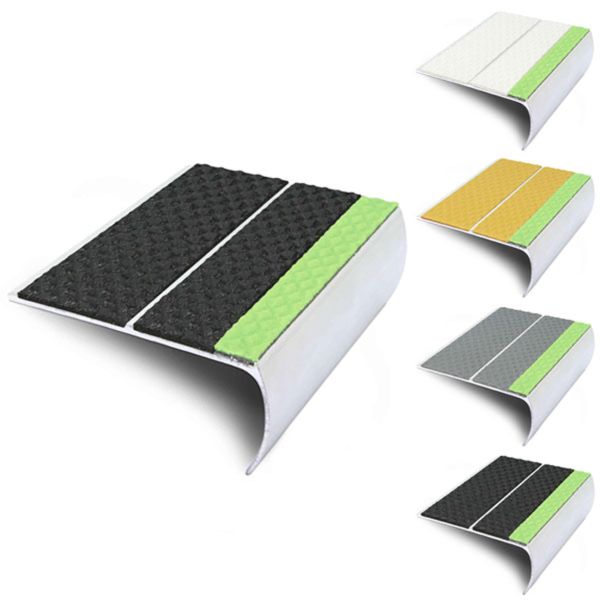 Tredsafe 87mm x 40mm Aluminator Stair Nosing Edge Trim With PVC Insert