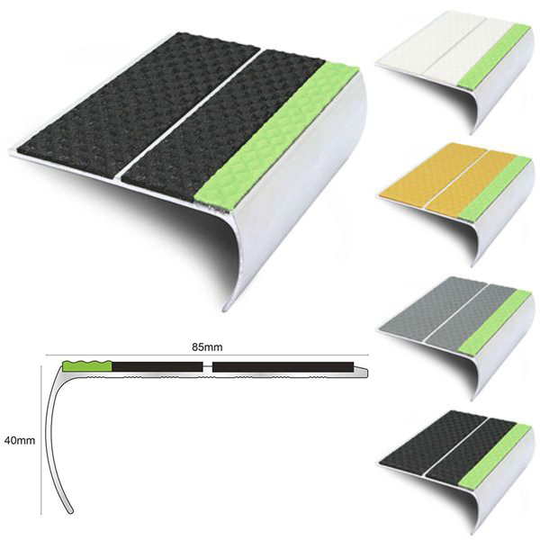 Tredsafe 87mm x 40mm Aluminator Stair Nosing Edge Trim With PVC Insert