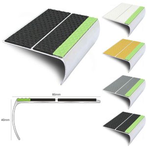 Tredsafe 87mm x 40mm Aluminator Stair Nosing Edge Trim With PVC Insert