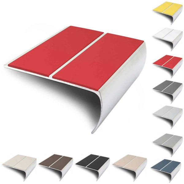 Aluminium Bullnose Stair Nosing 87mm x 40mm Edge Trim With PVC Insert
