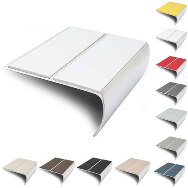Aluminium Bullnose Stair Nosing 87mm x 40mm Edge Trim With PVC Insert