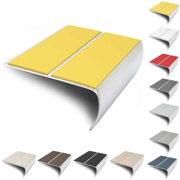 Aluminium Bullnose Stair Nosing 87mm x 40mm Edge Trim With PVC Insert