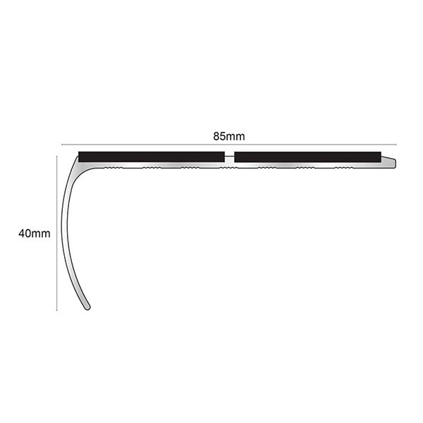 Aluminium Bullnose Stair Nosing 87mm x 40mm Edge Trim With PVC Insert