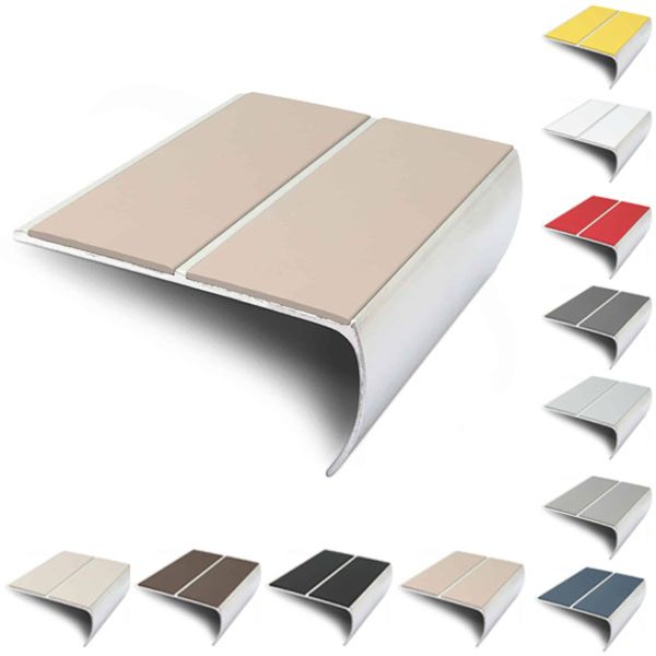 Aluminium Bullnose Stair Nosing 87mm x 40mm Edge Trim With PVC Insert