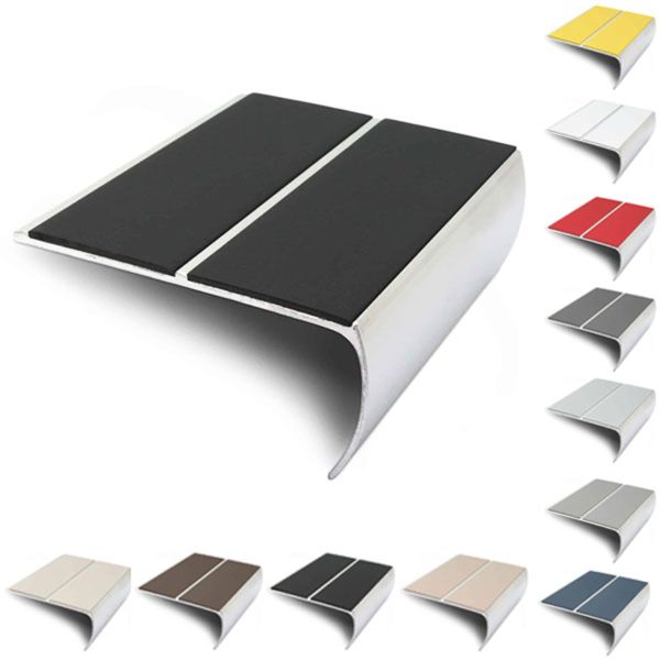 Aluminium Bullnose Stair Nosing 87mm x 40mm Edge Trim With PVC Insert
