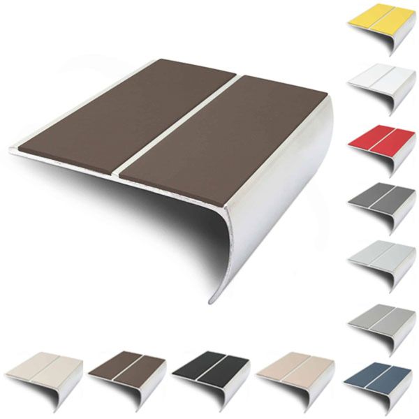 Aluminium Bullnose Stair Nosing 87mm x 40mm Edge Trim With PVC Insert