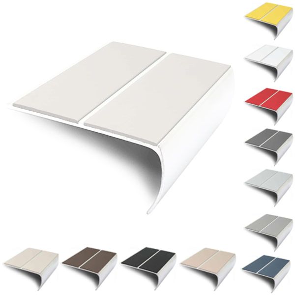 Aluminium Bullnose Stair Nosing 87mm x 40mm Edge Trim With PVC Insert