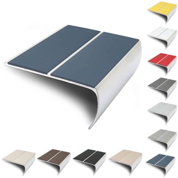 Aluminium Bullnose Stair Nosing 87mm x 40mm Edge Trim With PVC Insert