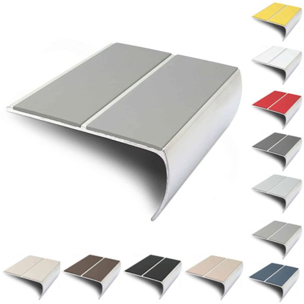 Aluminium Bullnose Stair Nosing 87mm x 40mm Edge Trim With PVC Insert
