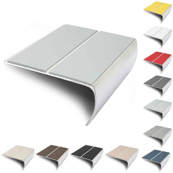 Aluminium Bullnose Stair Nosing 87mm x 40mm Edge Trim With PVC Insert