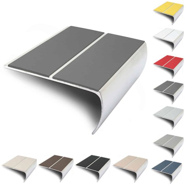 Aluminium Bullnose Stair Nosing 87mm x 40mm Edge Trim With PVC Insert