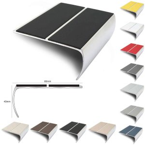 Aluminium Bullnose Stair Nosing 87mm x 40mm Edge Trim With PVC Insert