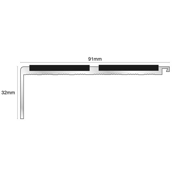 Anti Slip 91mm x 32mm Commercial Stair Nosing With PVC Insert