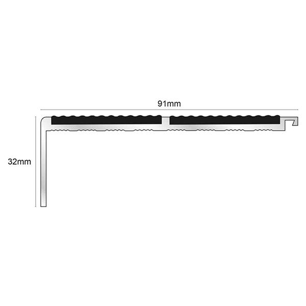 Commercial 91mm x 32mm Tredsafe Stair Nosing With Non Slip PVC Insert
