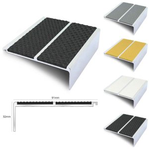Commercial 91mm x 32mm Tredsafe Stair Nosing With Non Slip PVC Insert