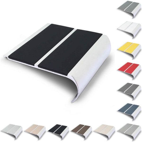 91mm x 35mm Commercial Non-Slip Bullnose Stair Nosing with PVC Insert