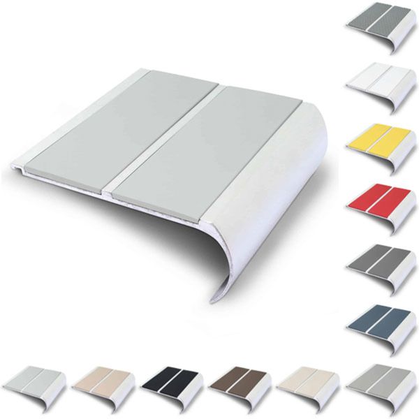 91mm x 35mm Commercial Non-Slip Bullnose Stair Nosing with PVC Insert