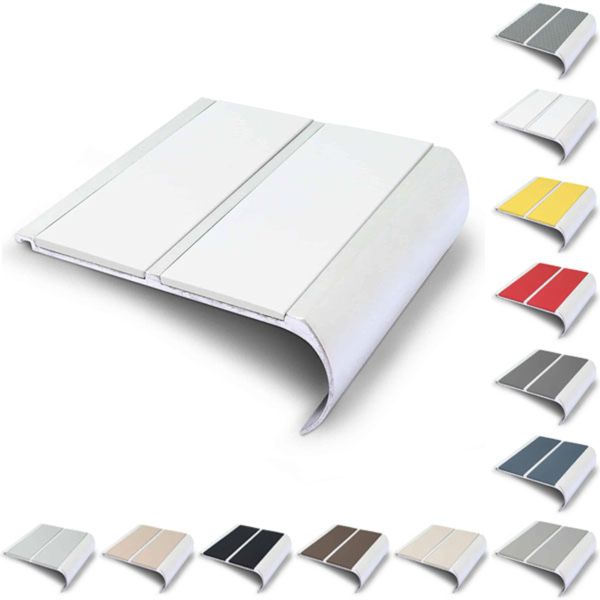 91mm x 35mm Commercial Non-Slip Bullnose Stair Nosing with PVC Insert